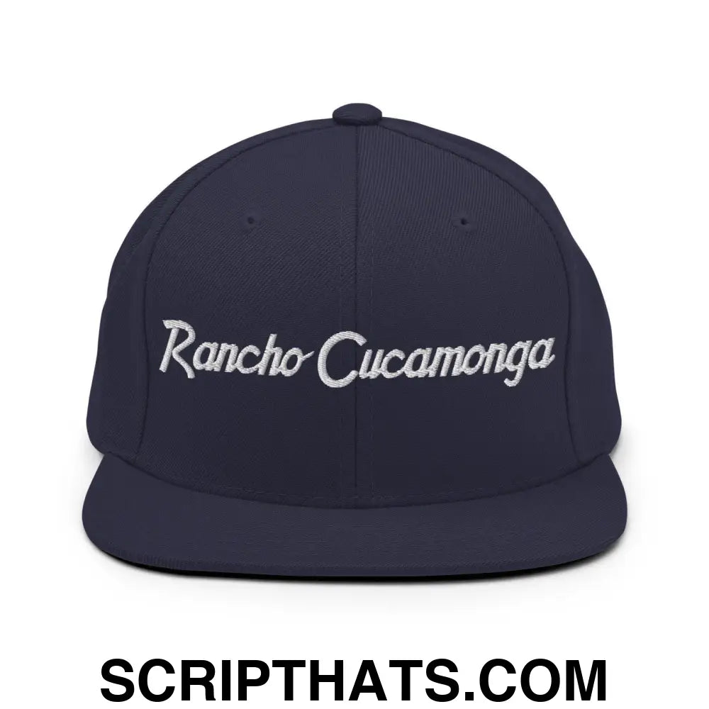 Rancho Cucamonga Script Snapback Hat Navy