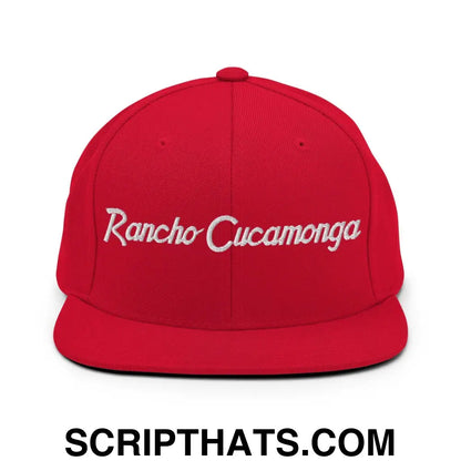 Rancho Cucamonga Script Snapback Hat Red