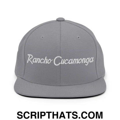 Rancho Cucamonga Script Snapback Hat Silver