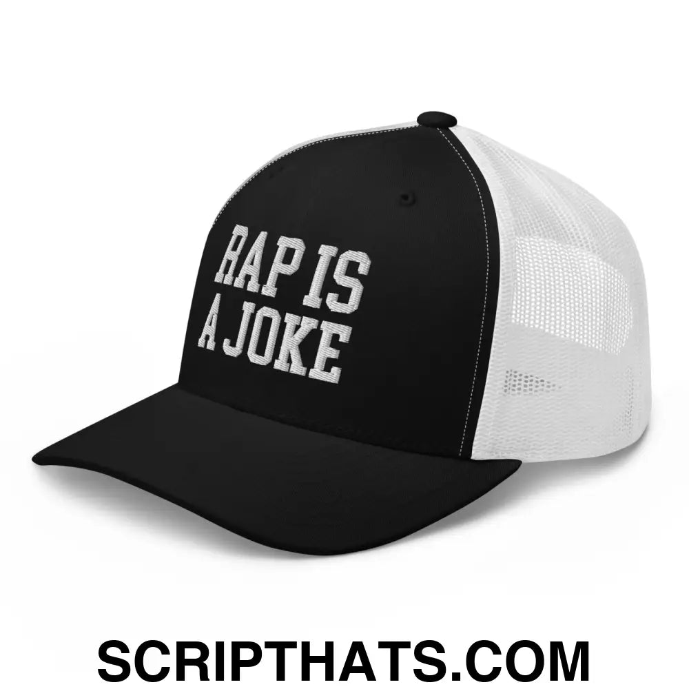 Rap is a Joke Retro Trucker Hat Black White