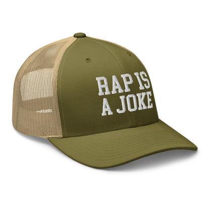 Rap is a Joke Retro Trucker Hat Moss Khaki