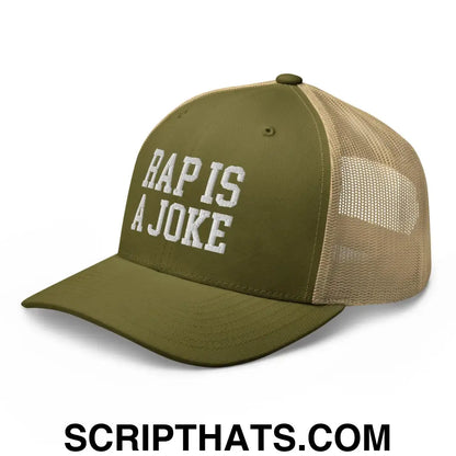 Rap is a Joke Retro Trucker Hat Moss Khaki