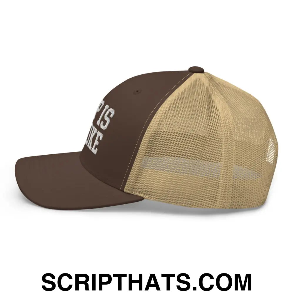 Rap is a Joke Retro Trucker Hat Brown Khaki