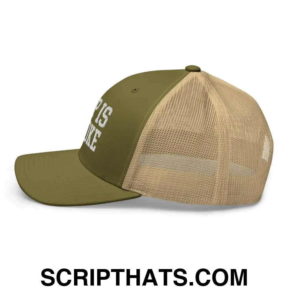 Rap is a Joke Retro Trucker Hat Moss Khaki