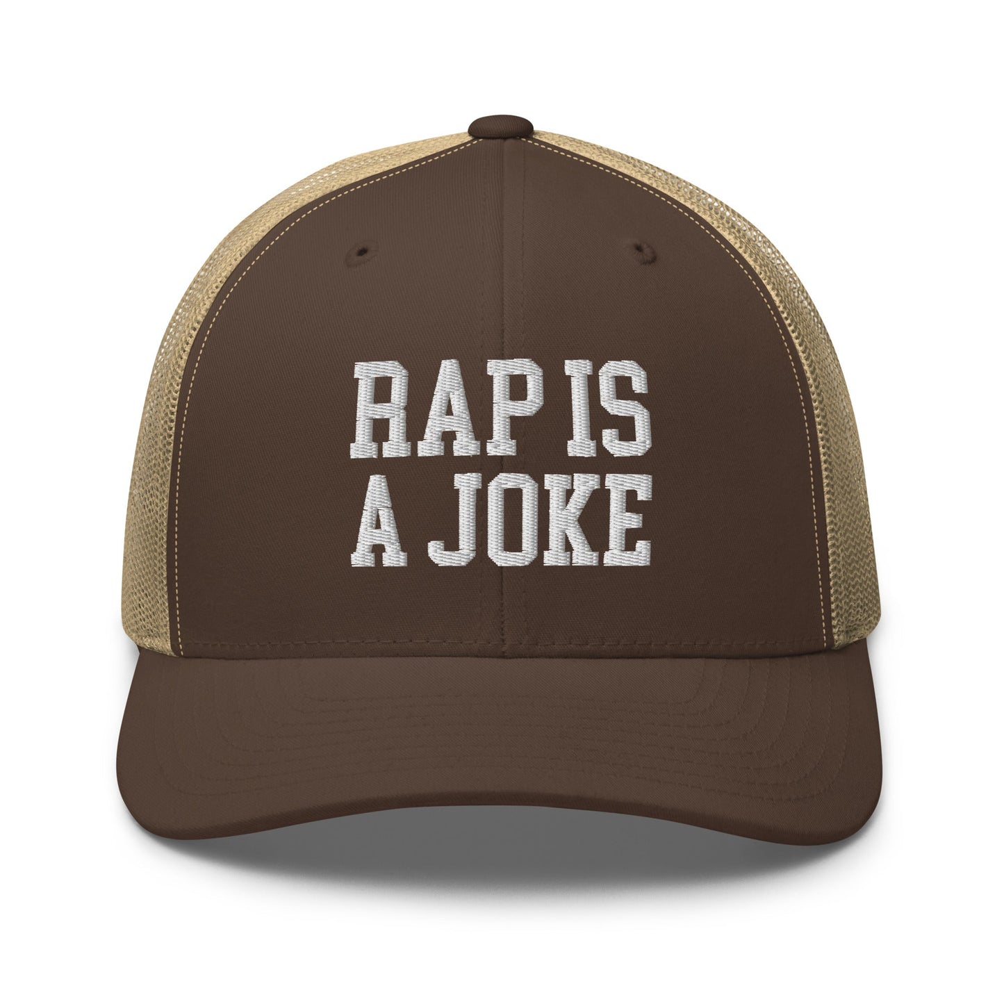 Rap is a Joke Retro Trucker Hat Brown Khaki