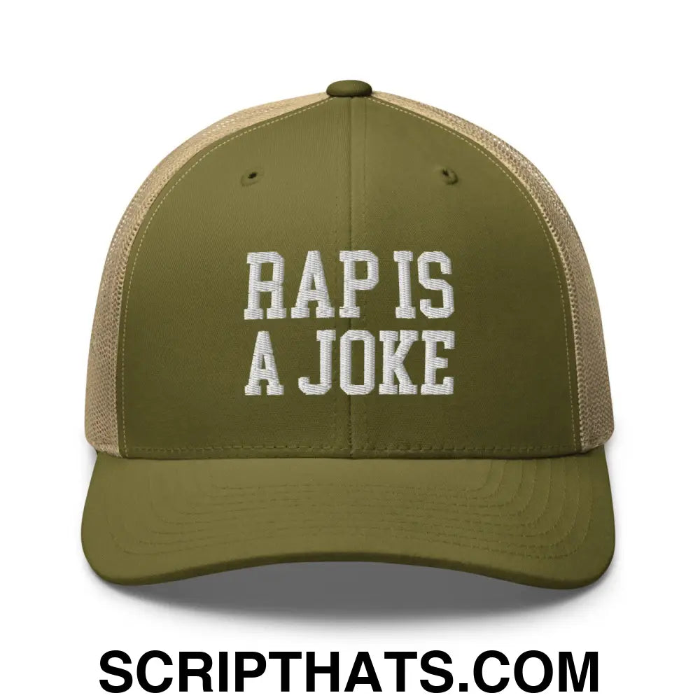 Rap is a Joke Retro Trucker Hat Moss Khaki