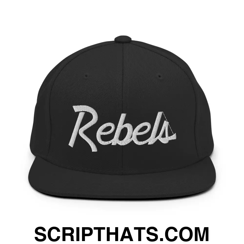 Rebels School Mascot Script Snapback Hat Black