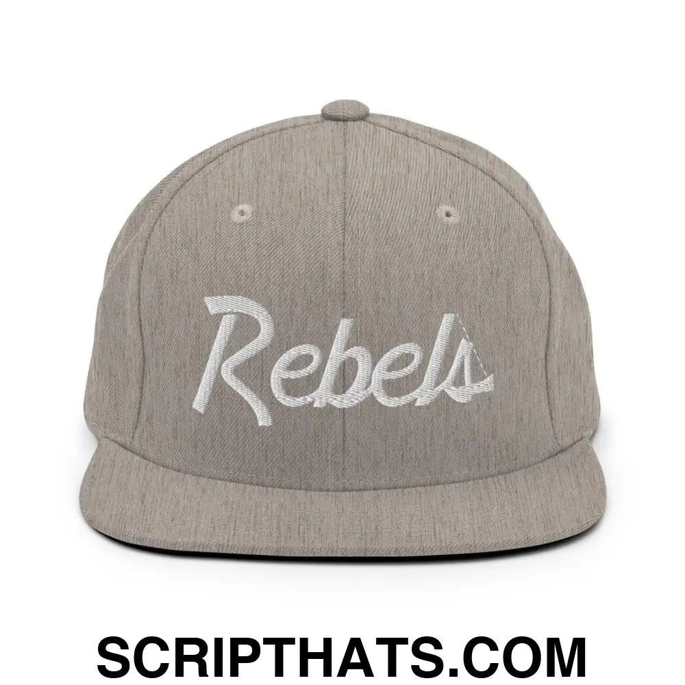 Rebels School Mascot Script Snapback Hat Heather Grey