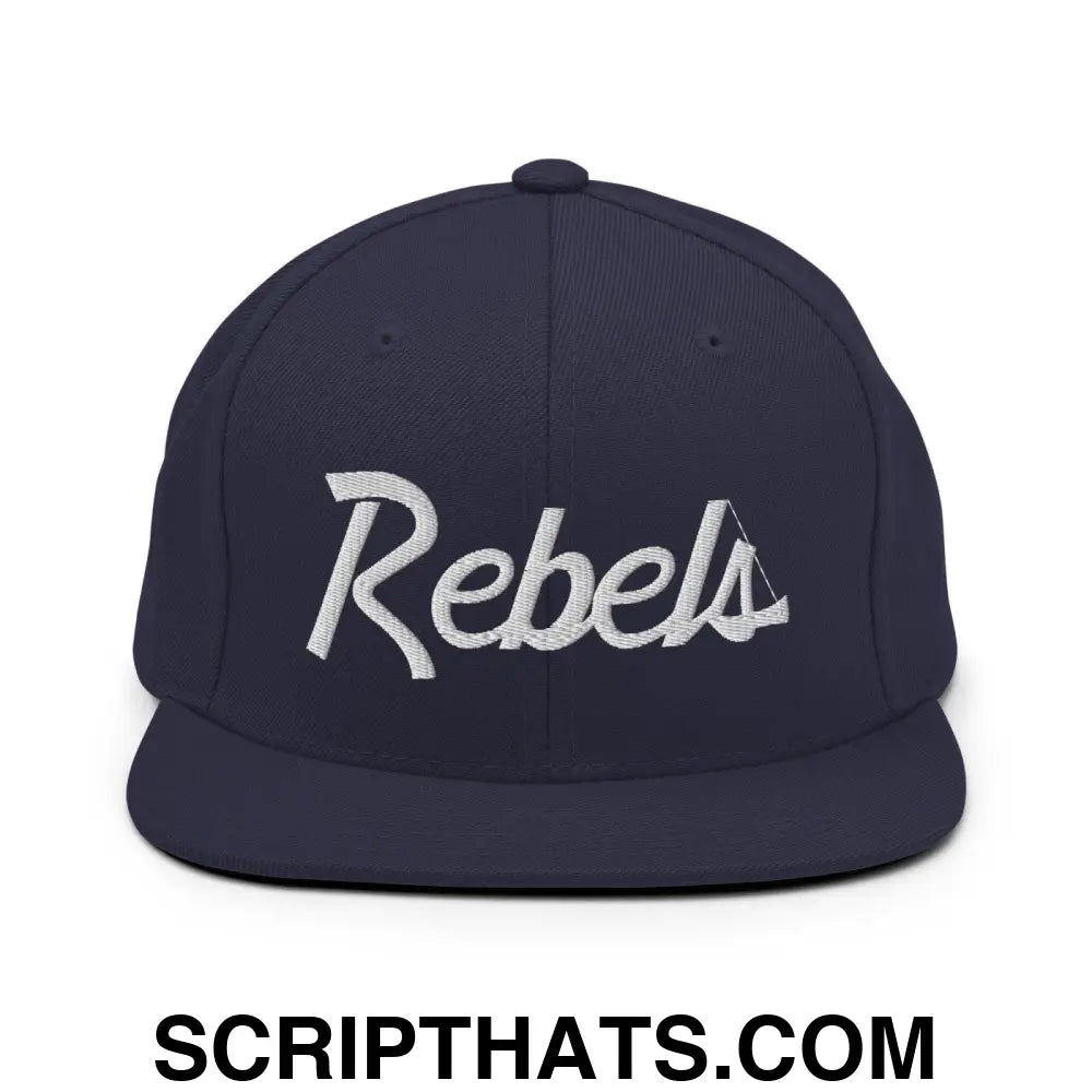 Rebels School Mascot Script Snapback Hat Navy