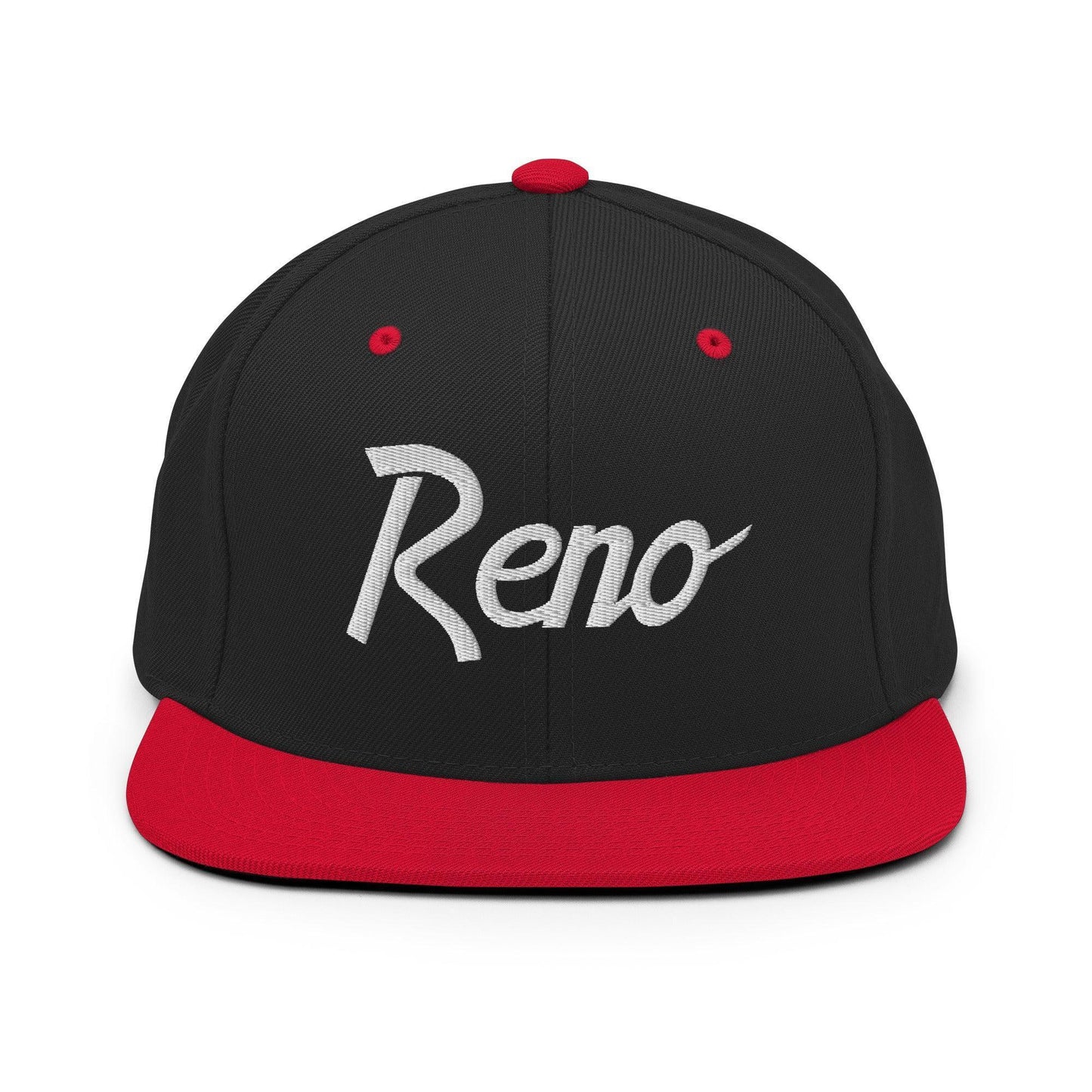 Reno Script Snapback Hat Black Red
