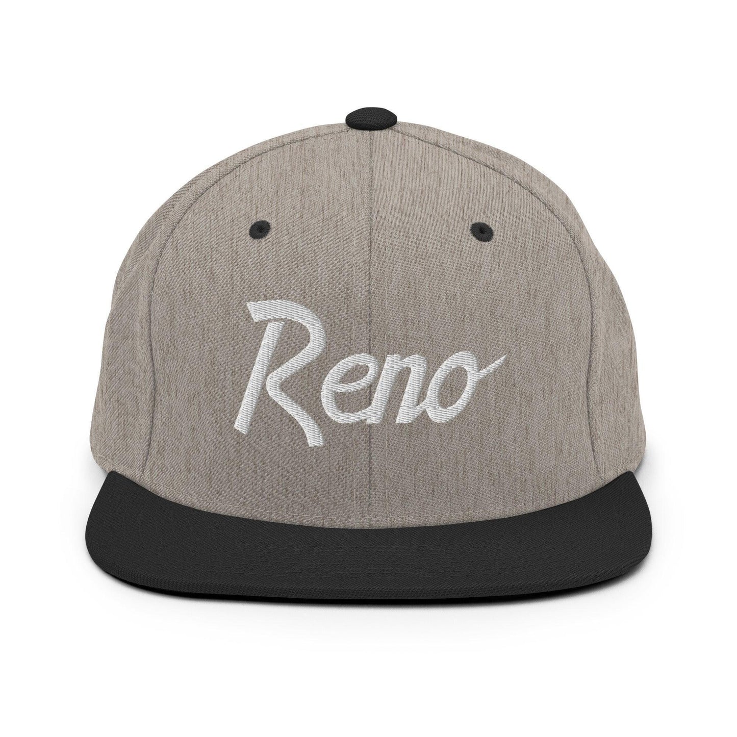 Reno Script Snapback Hat Heather Black