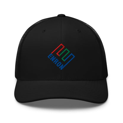 Enron Embroidered Mesh Trucker Hat Black