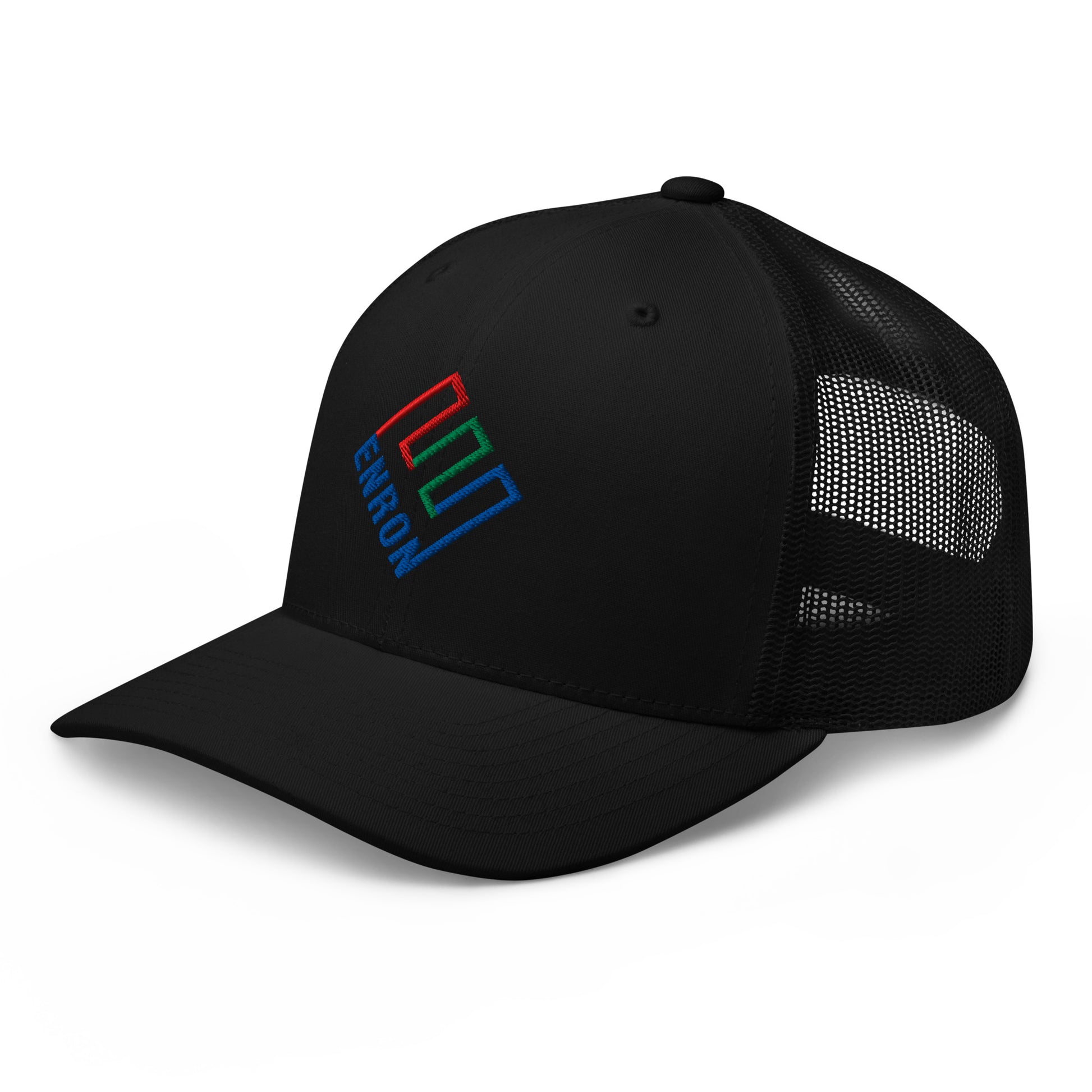 Enron Embroidered Mesh Trucker Hat Black