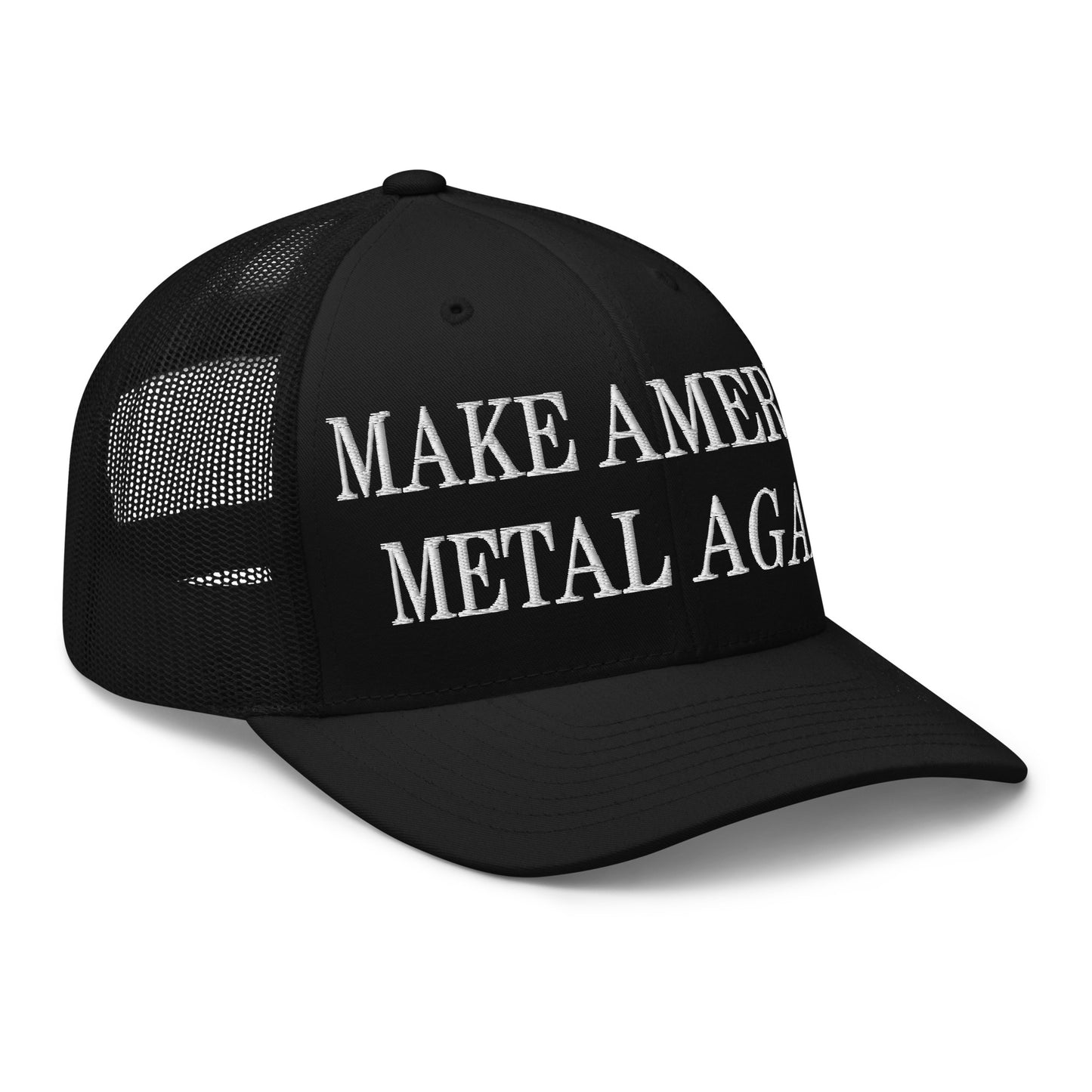 Make America Metal Again Embroidered Mesh Trucker Hat Black