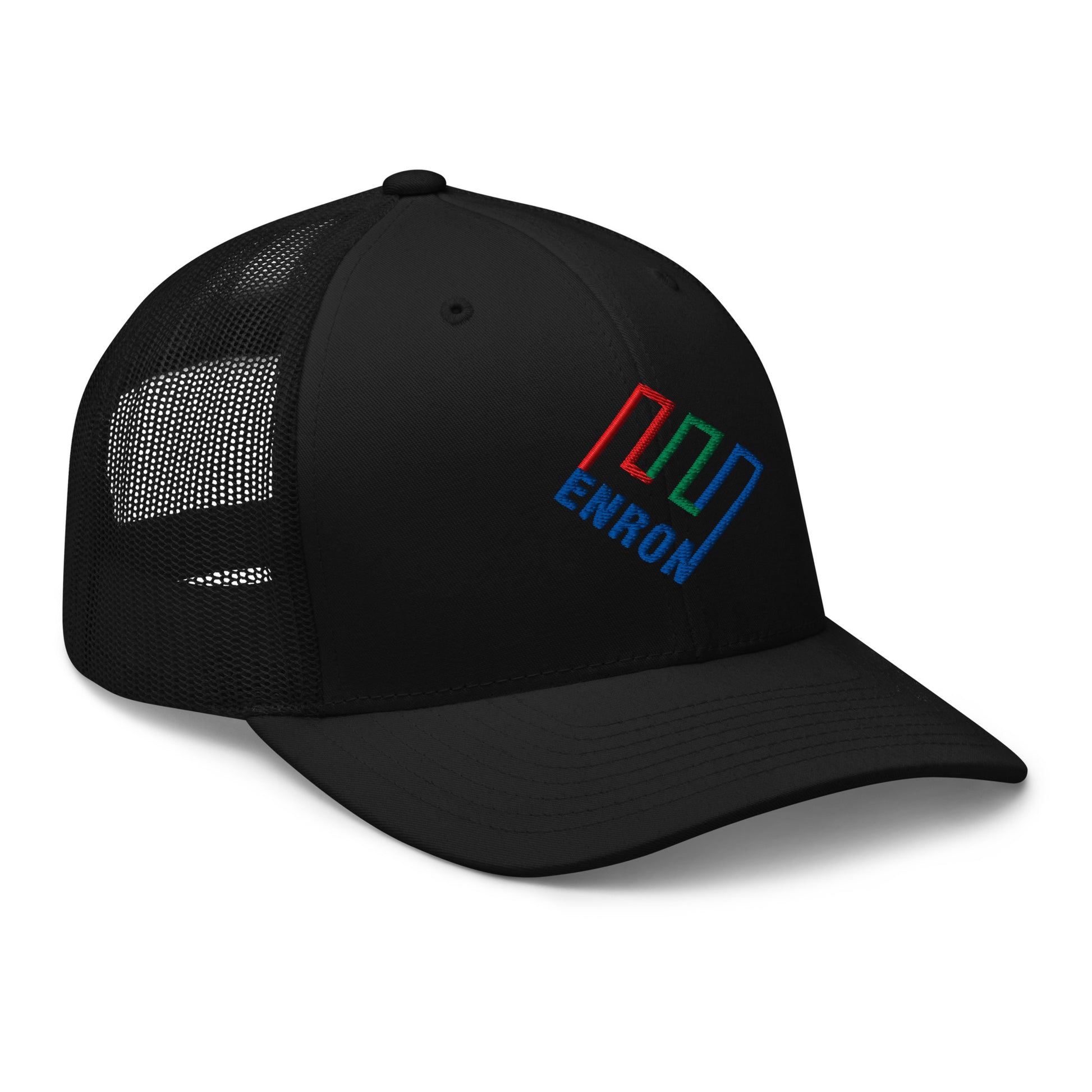 Enron Embroidered Mesh Trucker Hat Black