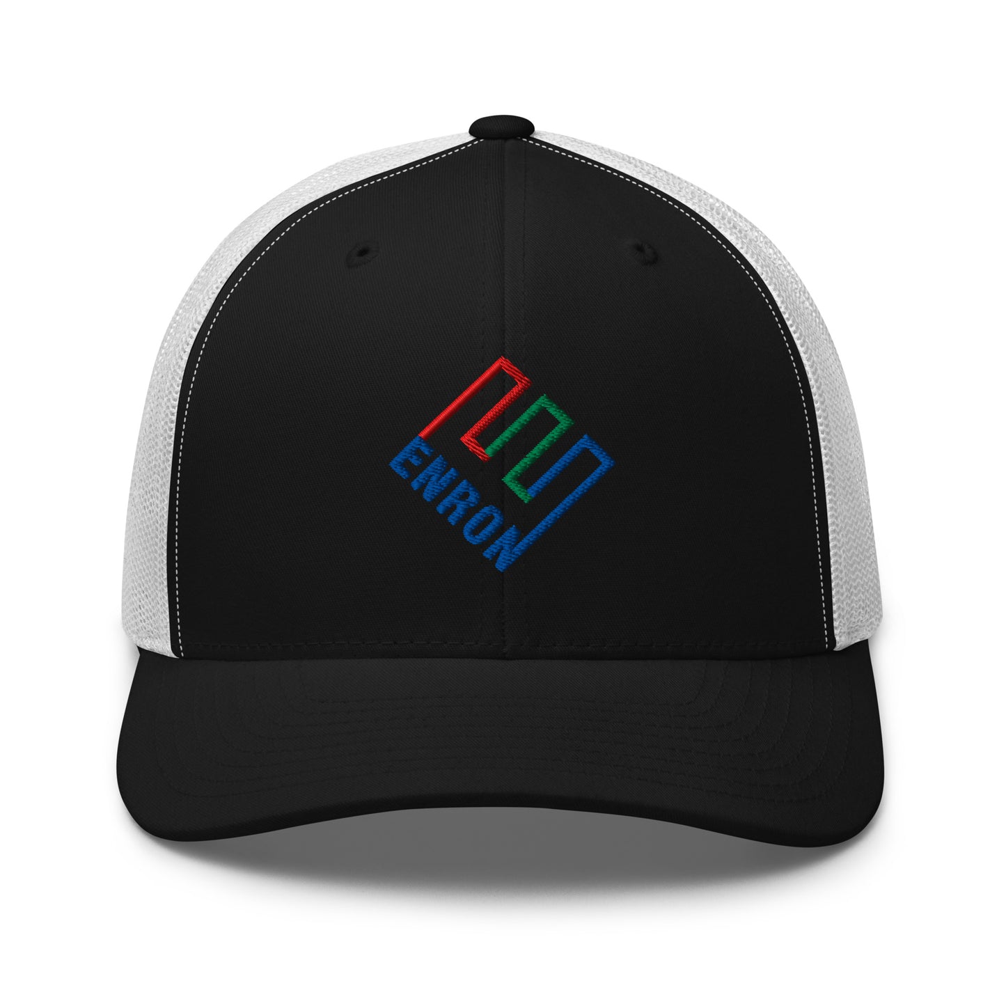 Enron Embroidered Mesh Trucker Hat Black White