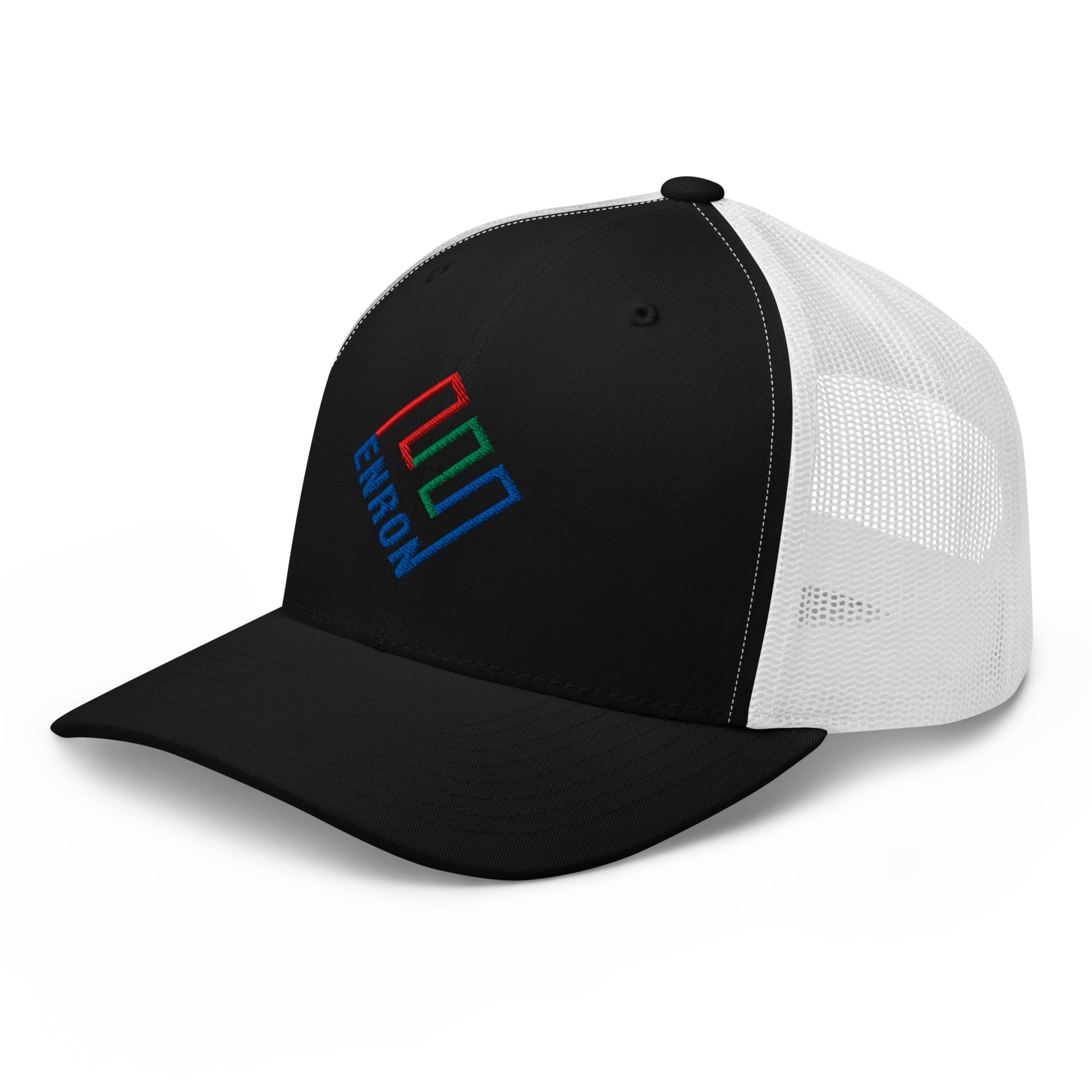 Enron Embroidered Mesh Trucker Hat Black White