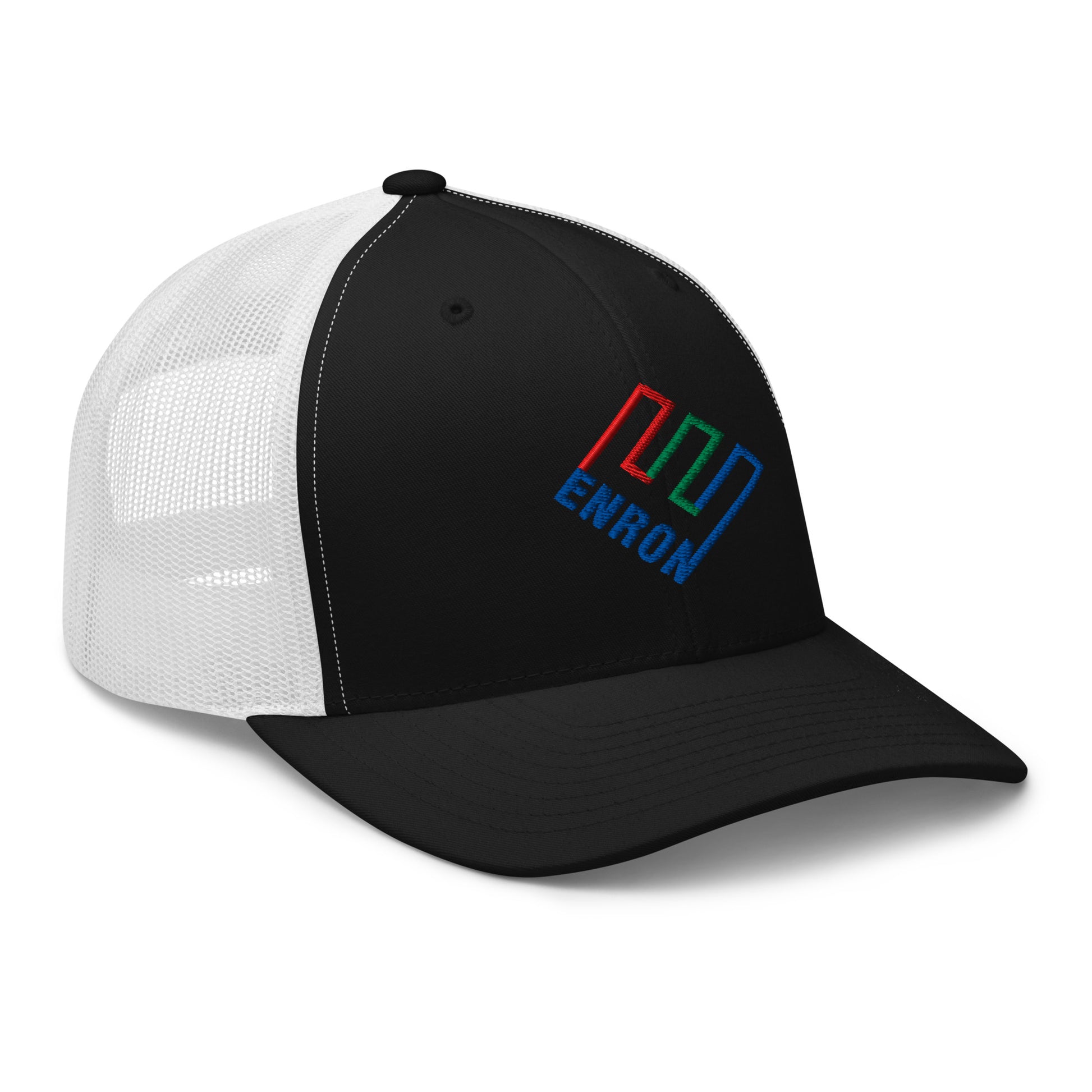 Enron Embroidered Mesh Trucker Hat Black White