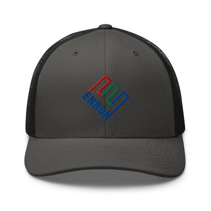 Enron Embroidered Mesh Trucker Hat Charcoal Black