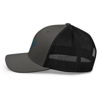 Enron Embroidered Mesh Trucker Hat Charcoal Black