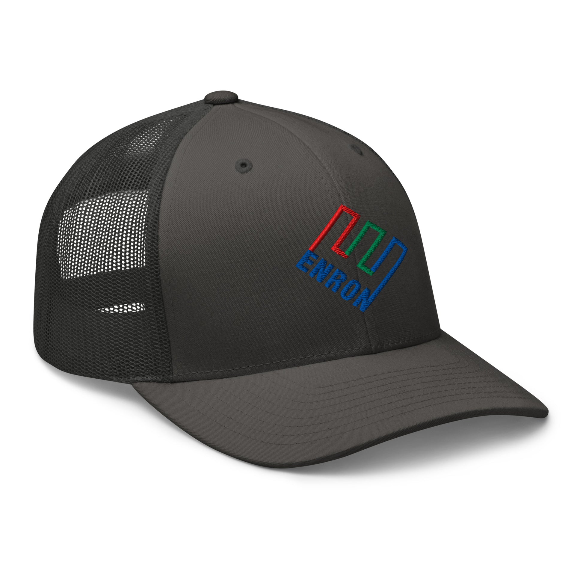 Enron Embroidered Mesh Trucker Hat Charcoal