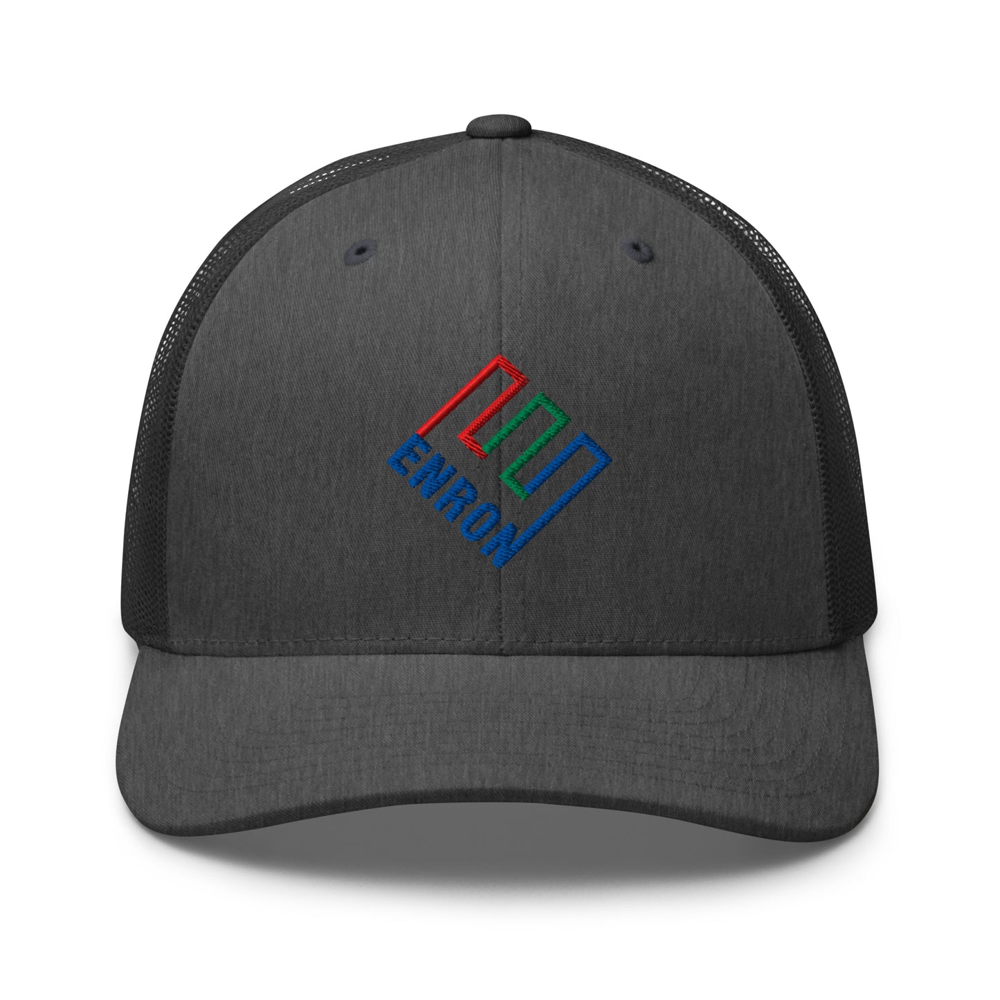 Enron Embroidered Mesh Trucker Hat Dark Heather Gray