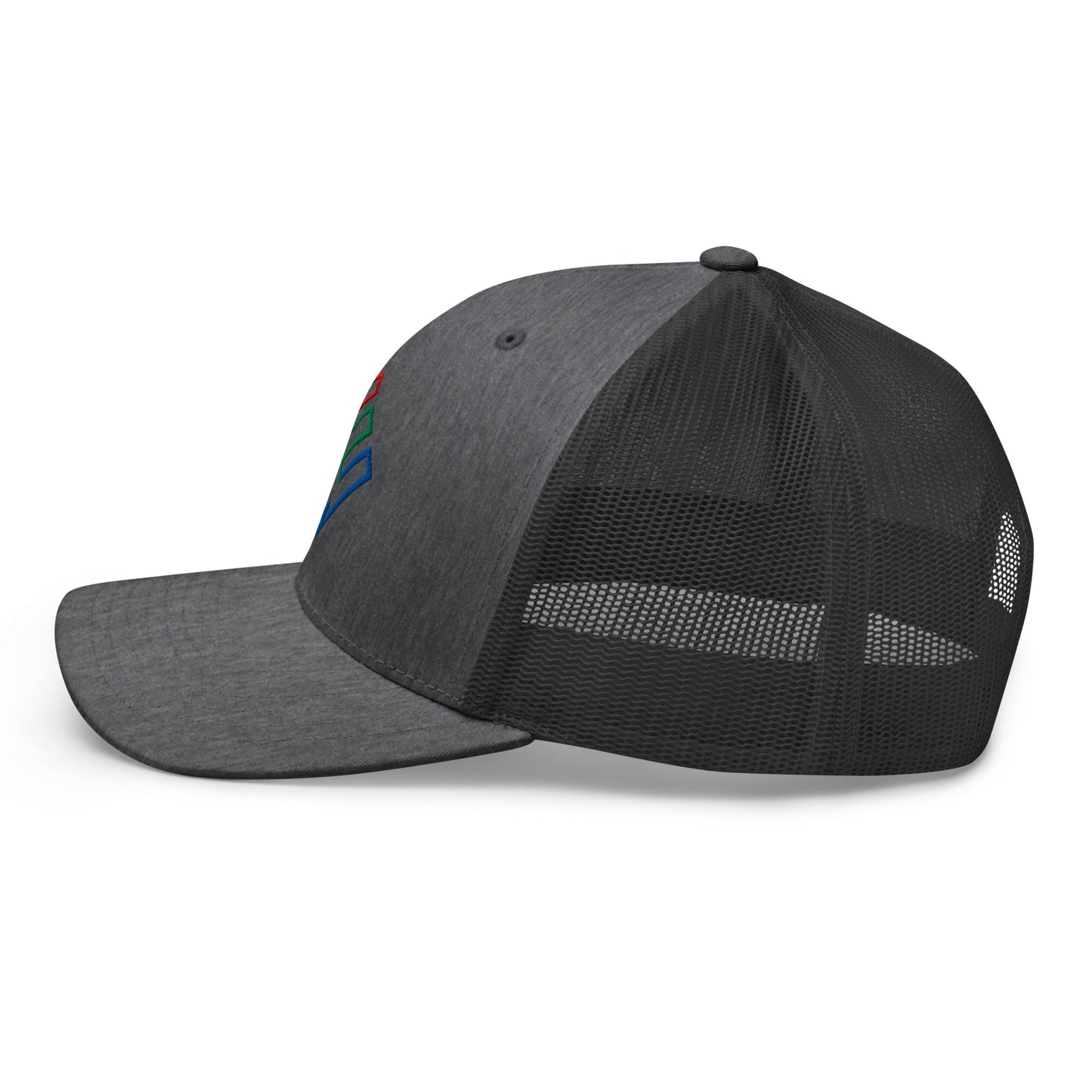 Enron Embroidered Mesh Trucker Hat Dark Heather Gray