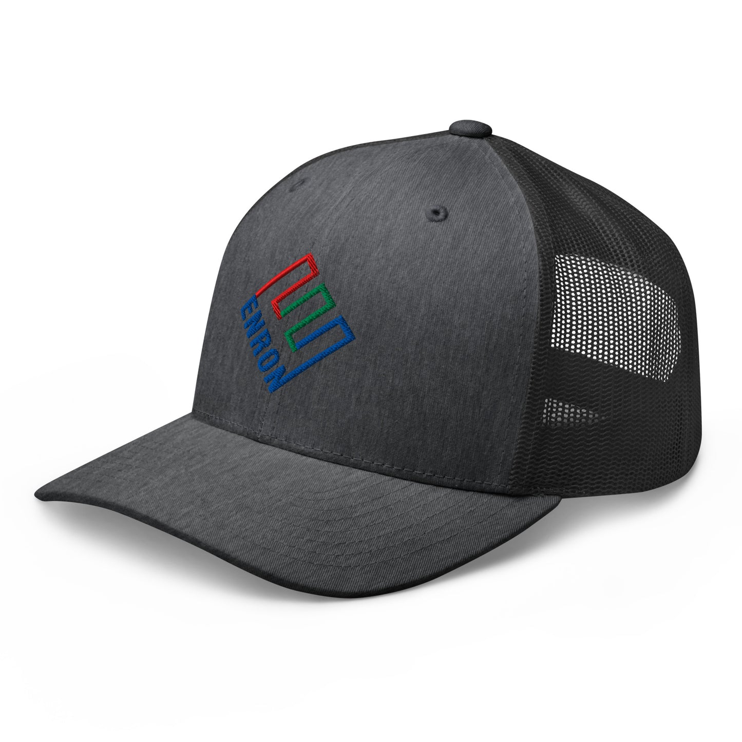 Enron Embroidered Mesh Trucker Hat Dark Heather Gray