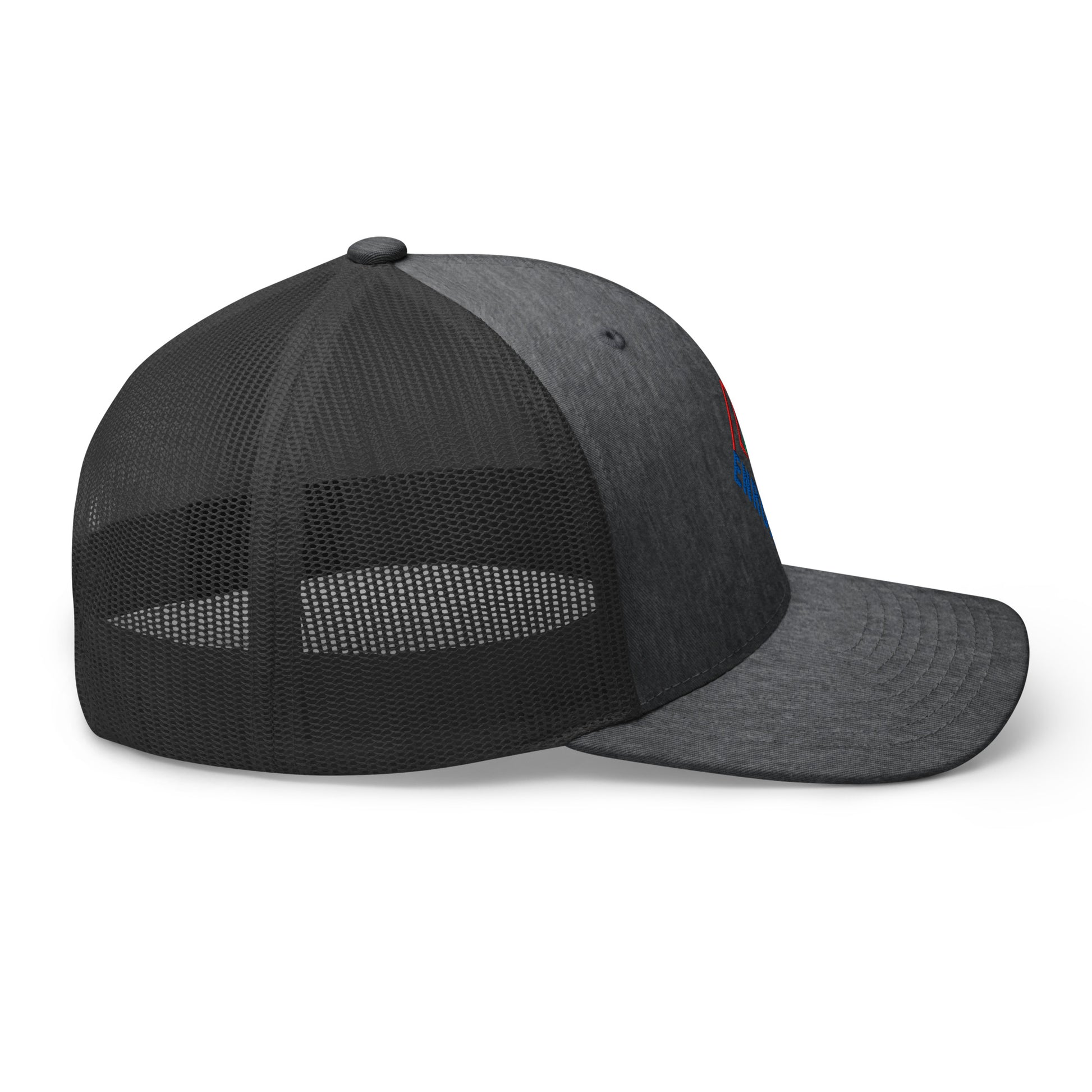 Enron Embroidered Mesh Trucker Hat Dark Heather Gray