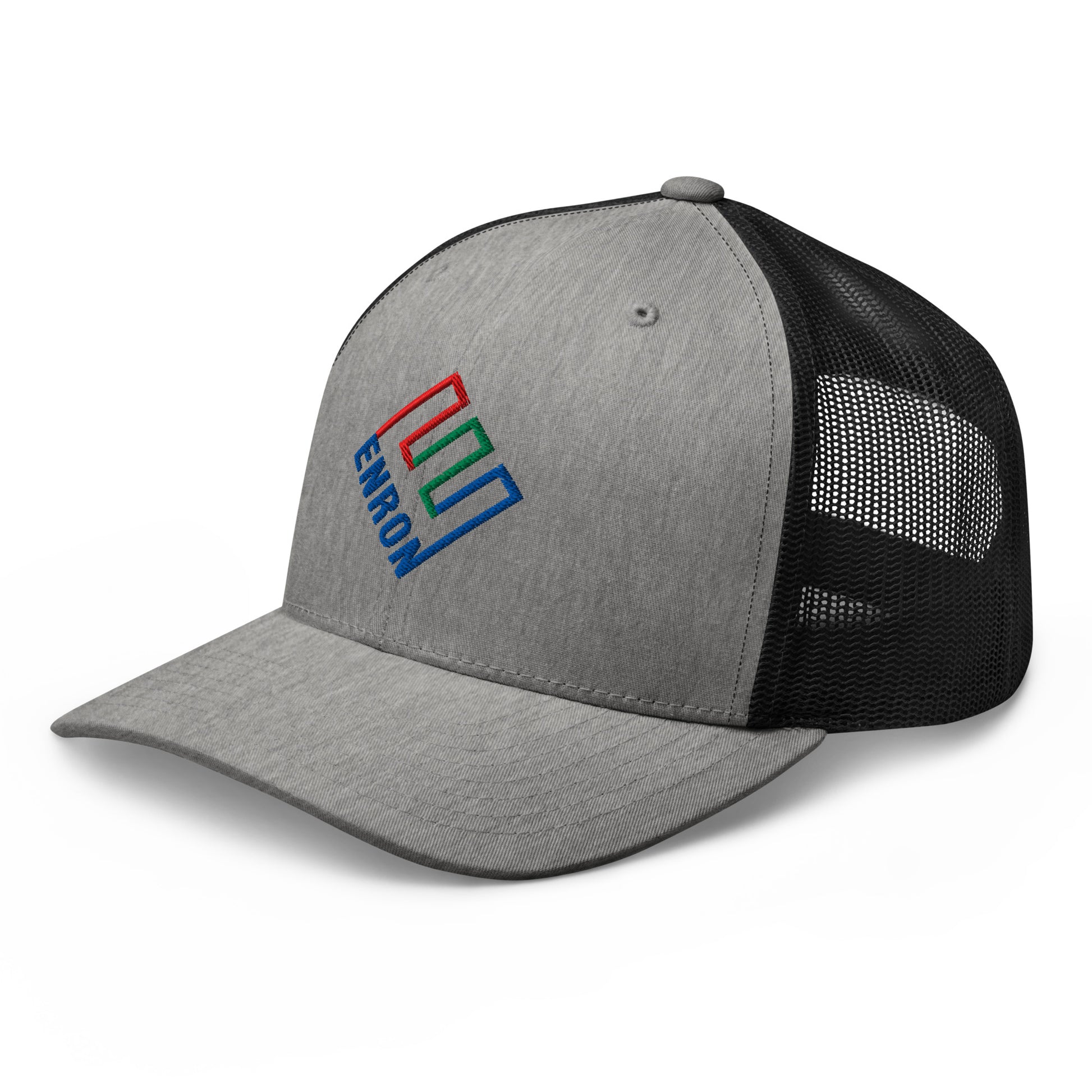 Enron Embroidered Mesh Trucker Hat Heather Black