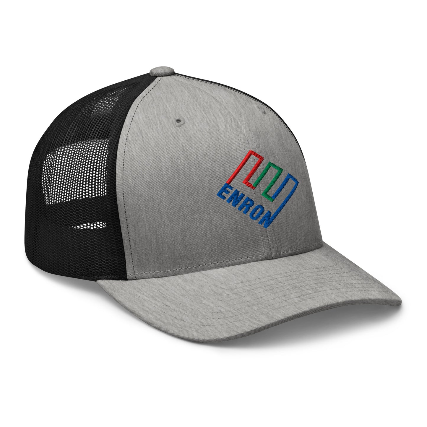 Enron Embroidered Mesh Trucker Hat Heather Black