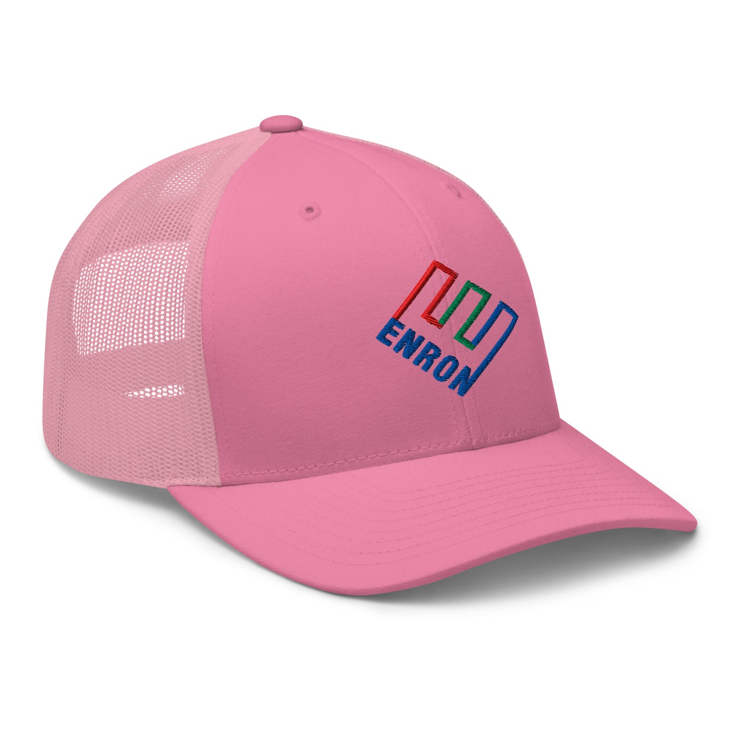 Enron Embroidered Mesh Trucker Hat Pink