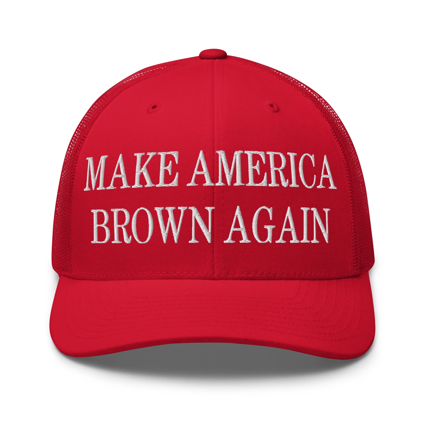 Make America Brown Again Embroidered Mesh Trucker Hat Red