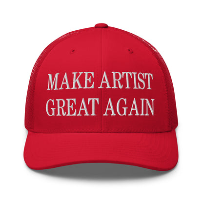 Make Artist Great Again Embroidered Mesh Trucker Hat Red