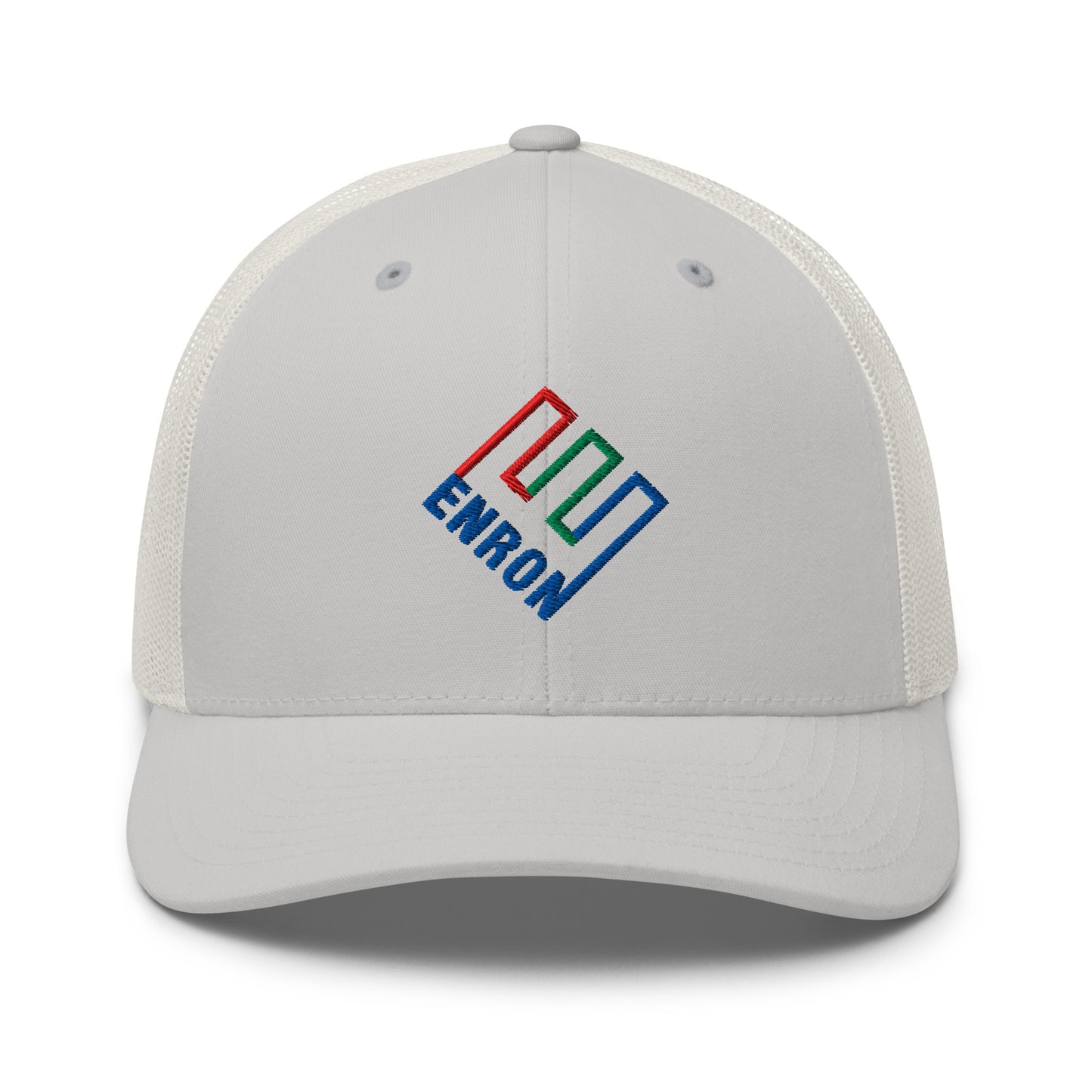 Enron Embroidered Mesh Trucker Hat Silver