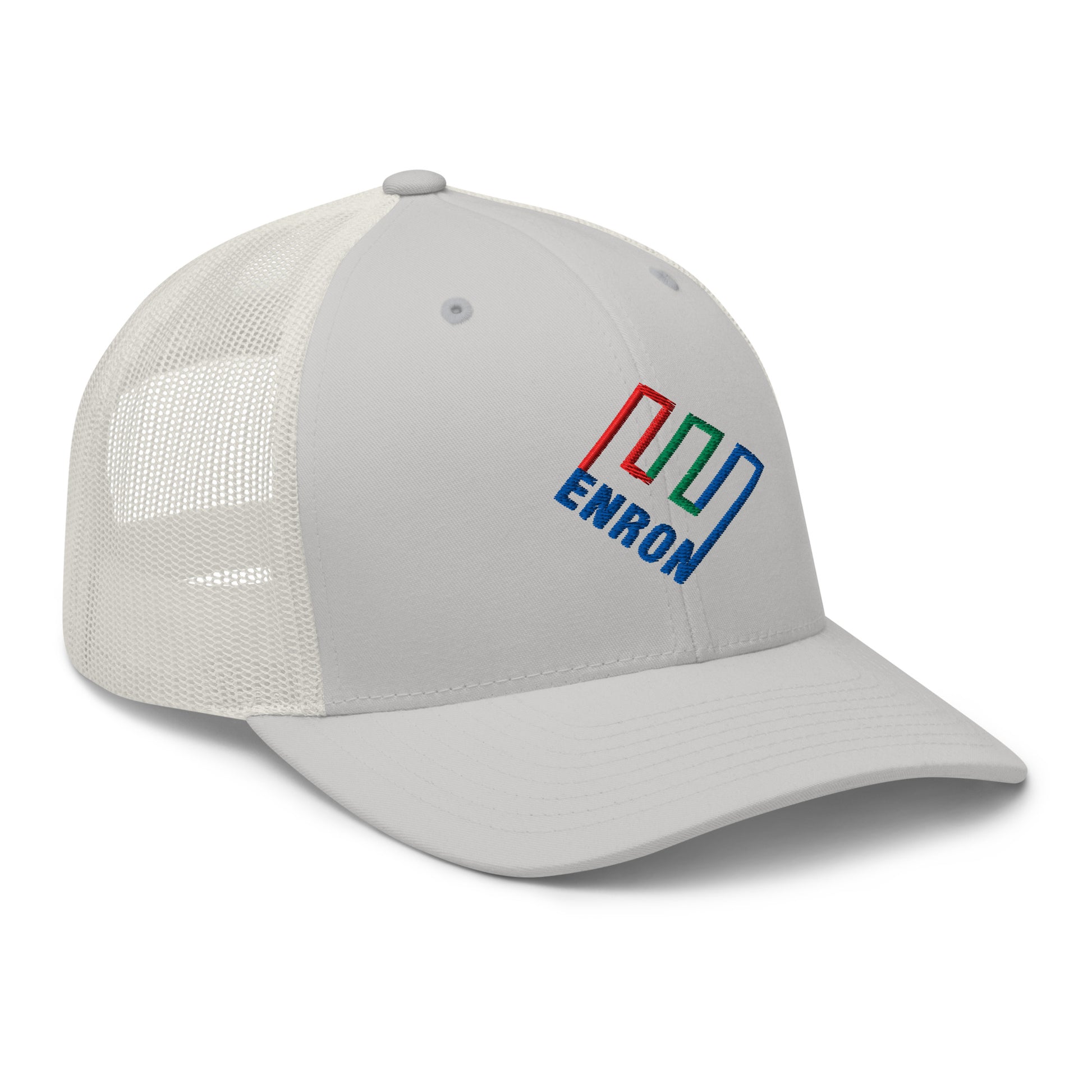 Enron Embroidered Mesh Trucker Hat Silver