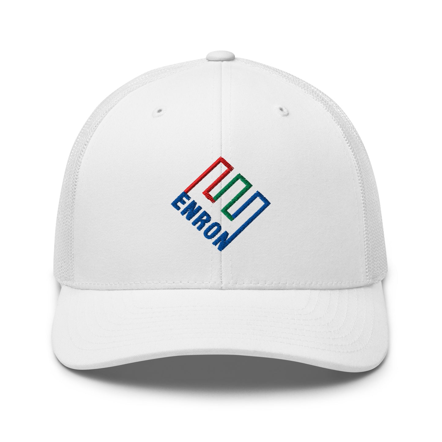 Enron Embroidered Mesh Trucker Hat White