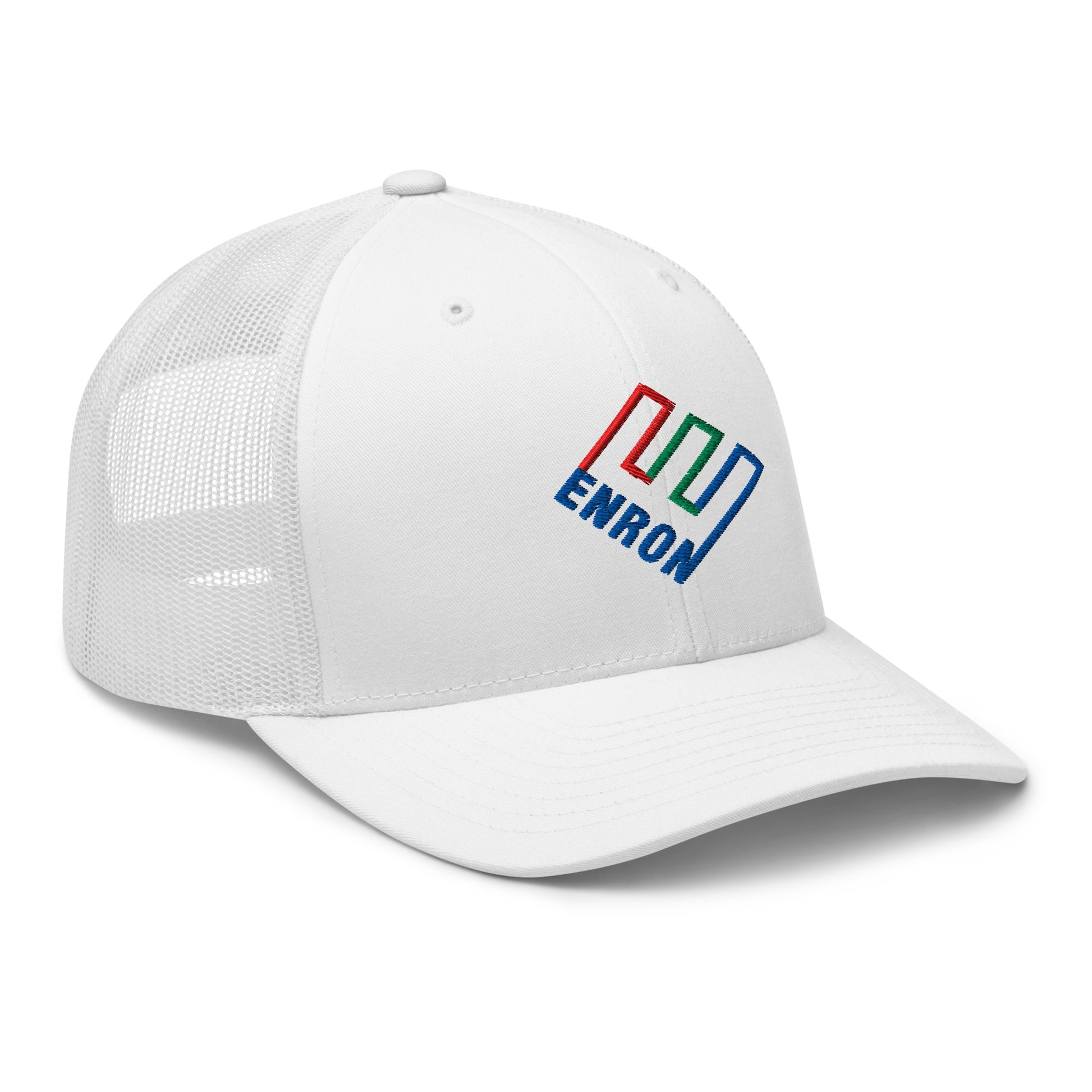 Enron Embroidered Mesh Trucker Hat White