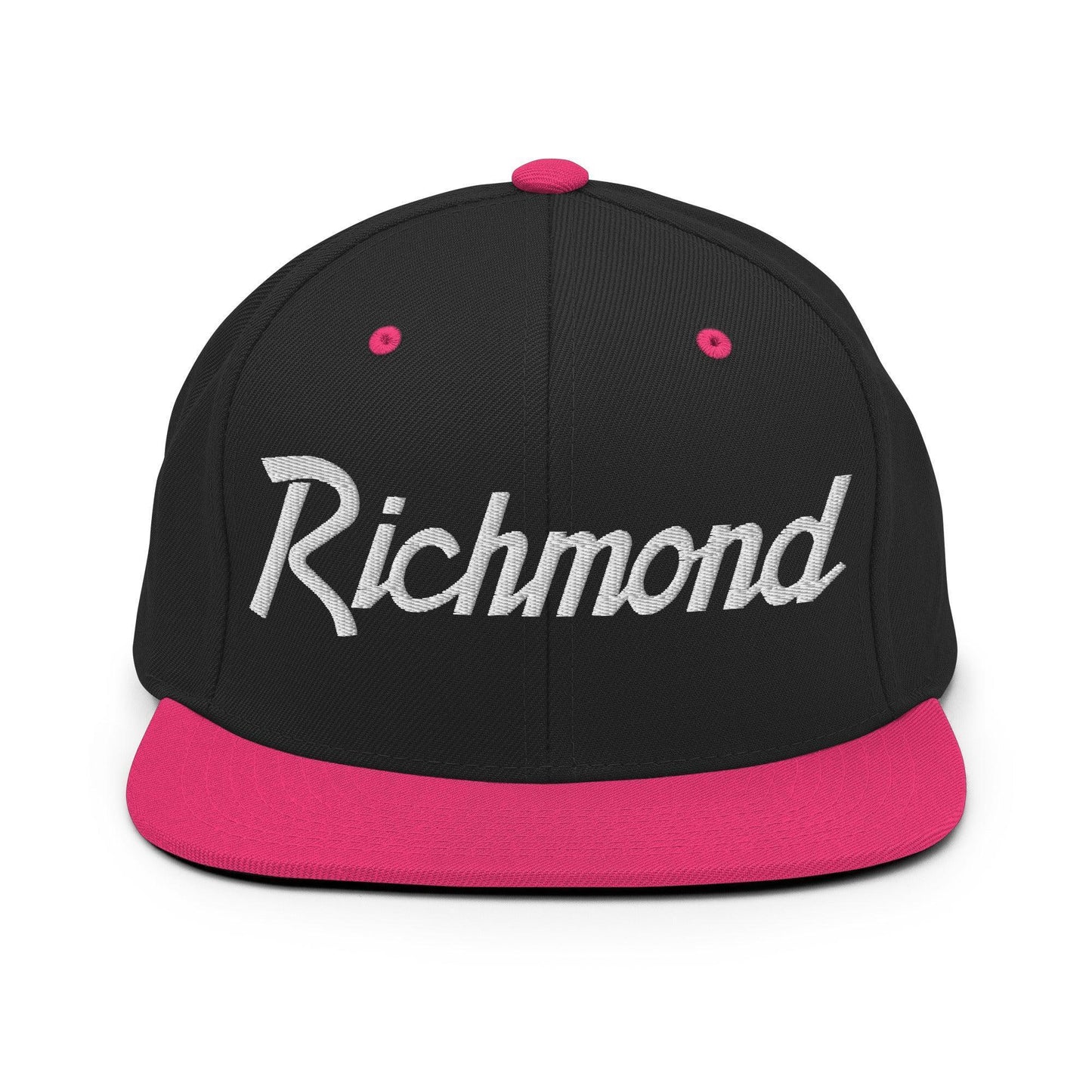 Richmond Script Snapback Hat Black Neon Pink