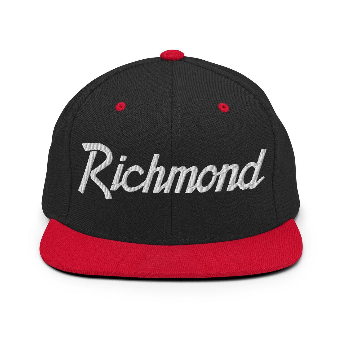 Richmond Script Snapback Hat Black Red