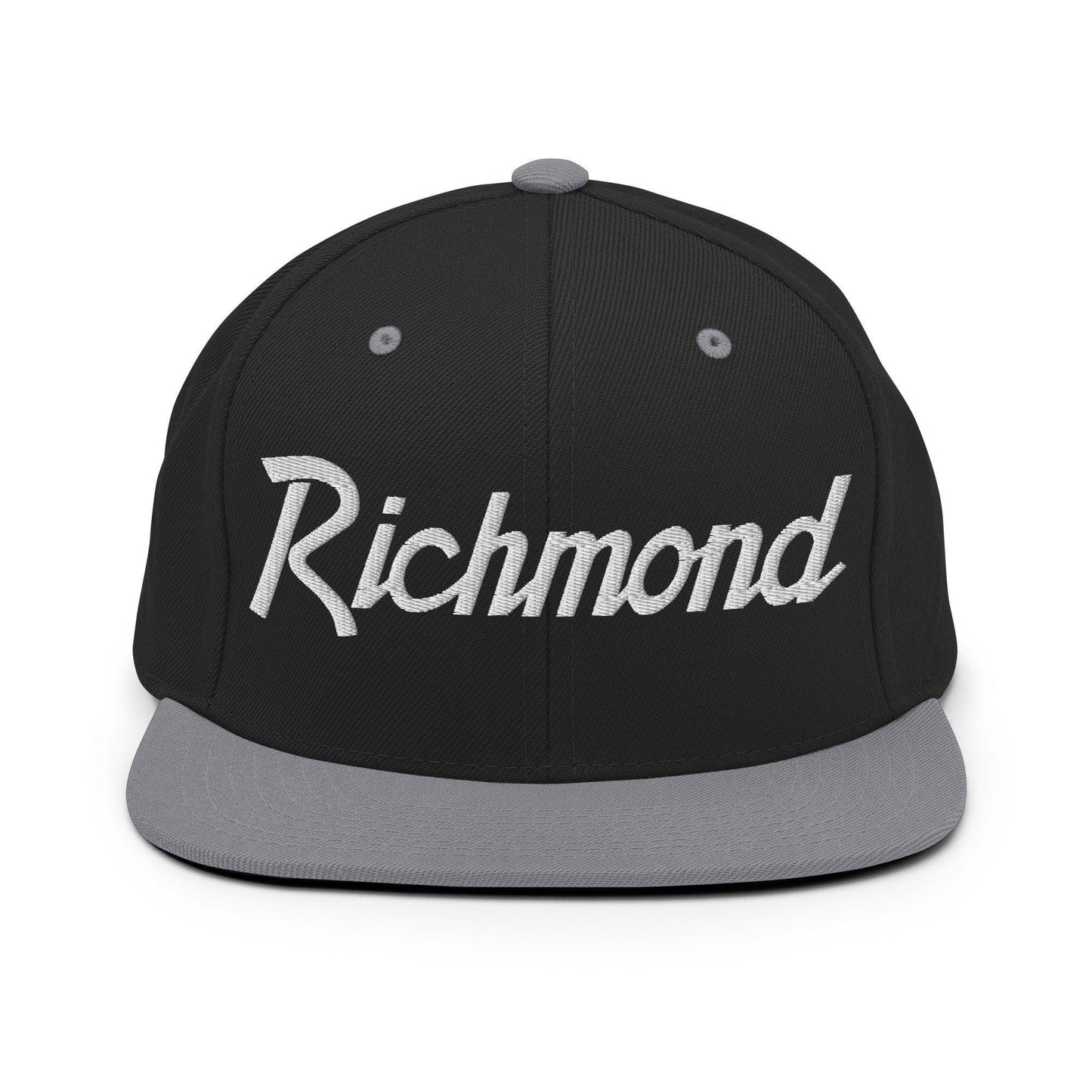 Richmond Script Snapback Hat Black Silver