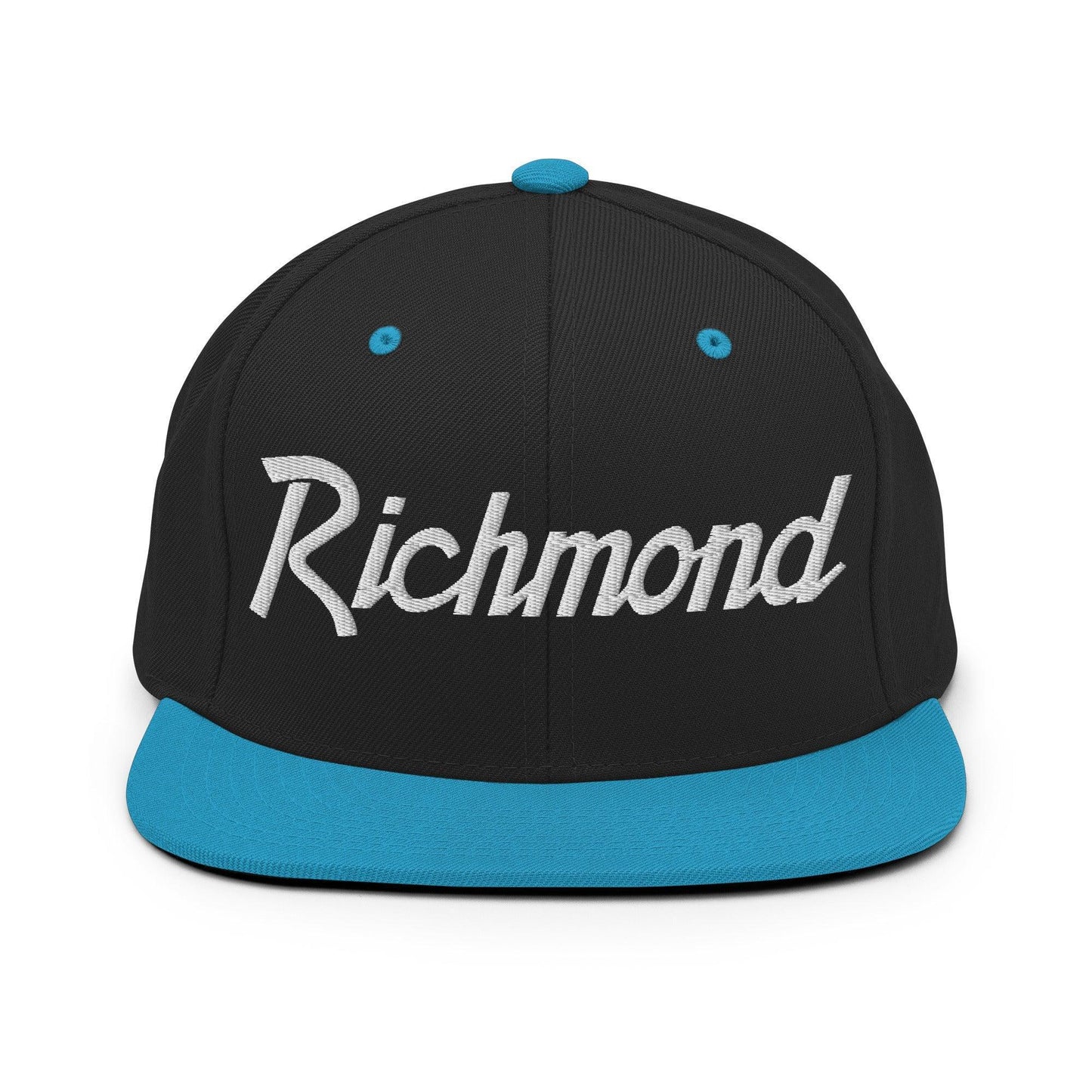 Richmond Script Snapback Hat Black Teal