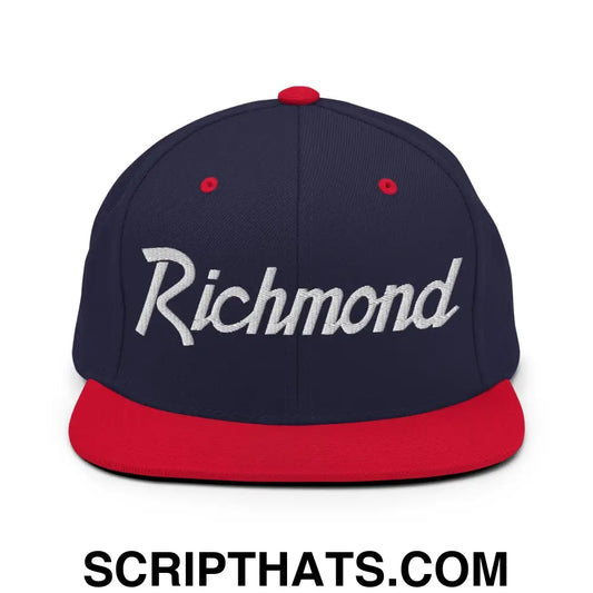 Richmond Script Snapback Hat Navy Red