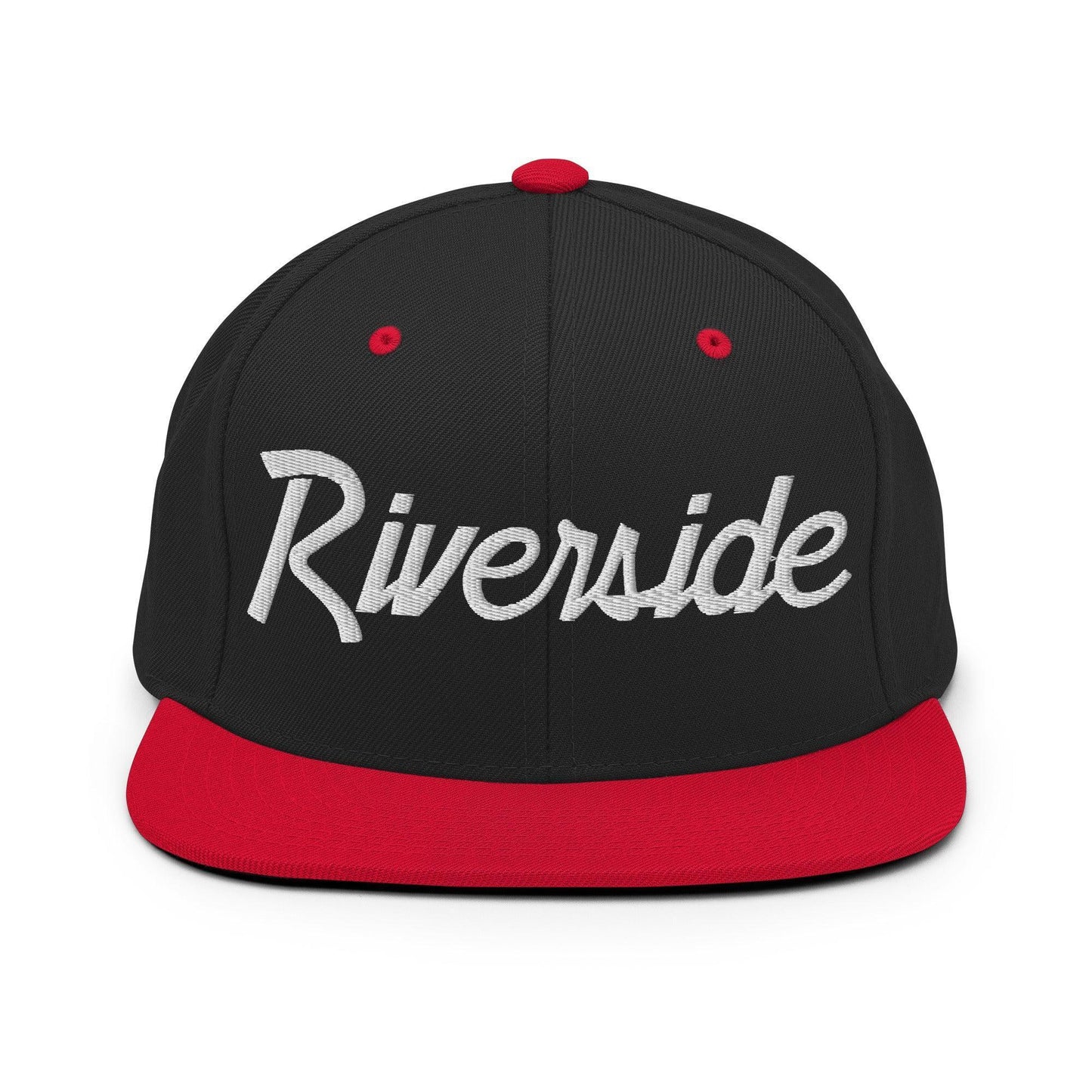 Riverside Script Snapback Hat Black Red