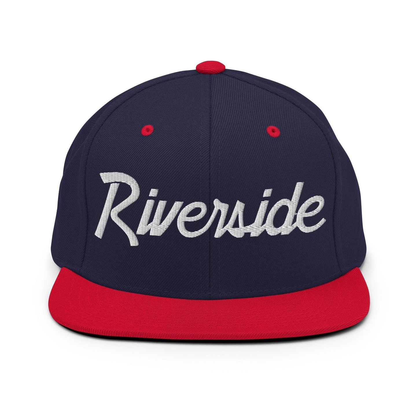 Riverside Script Snapback Hat Navy Red