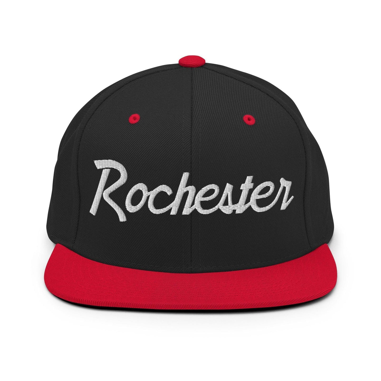 Rochester Script Snapback Hat Black Red
