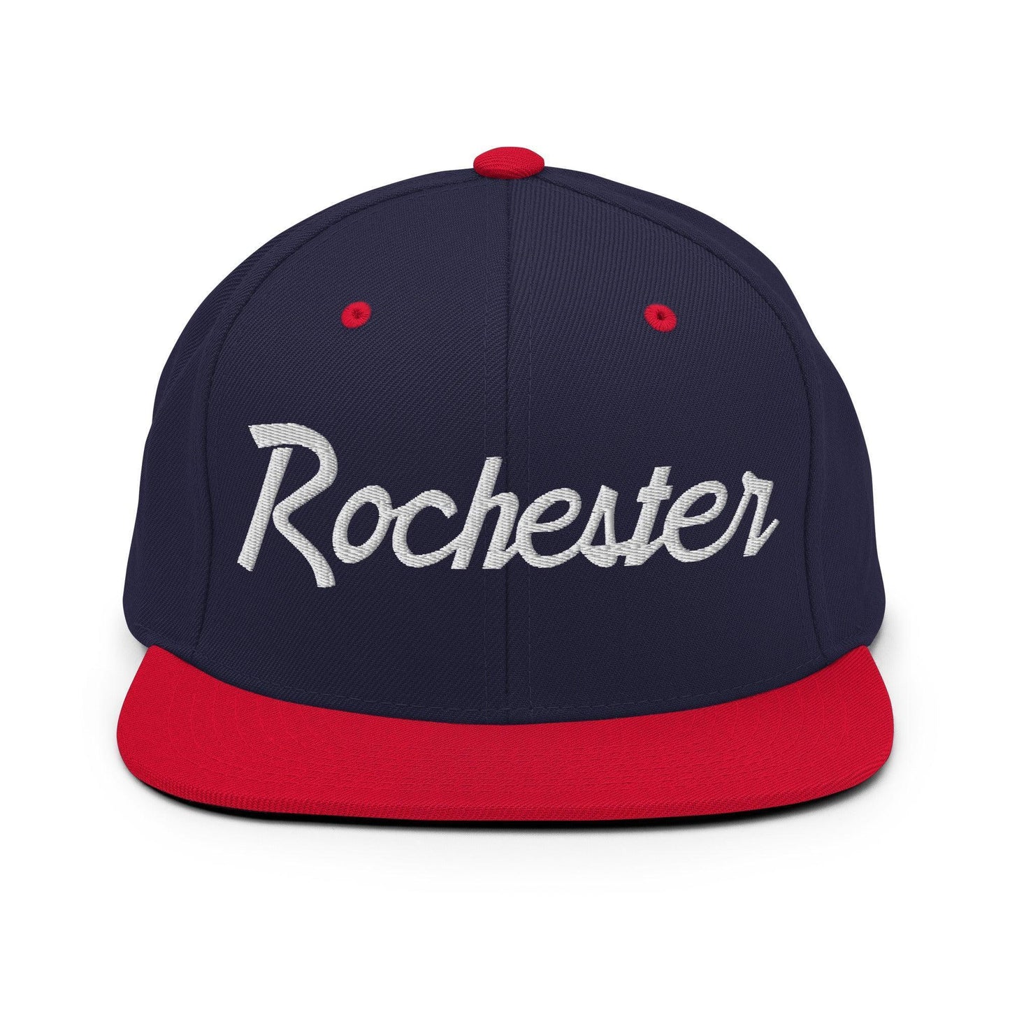 Rochester Script Snapback Hat Navy Red