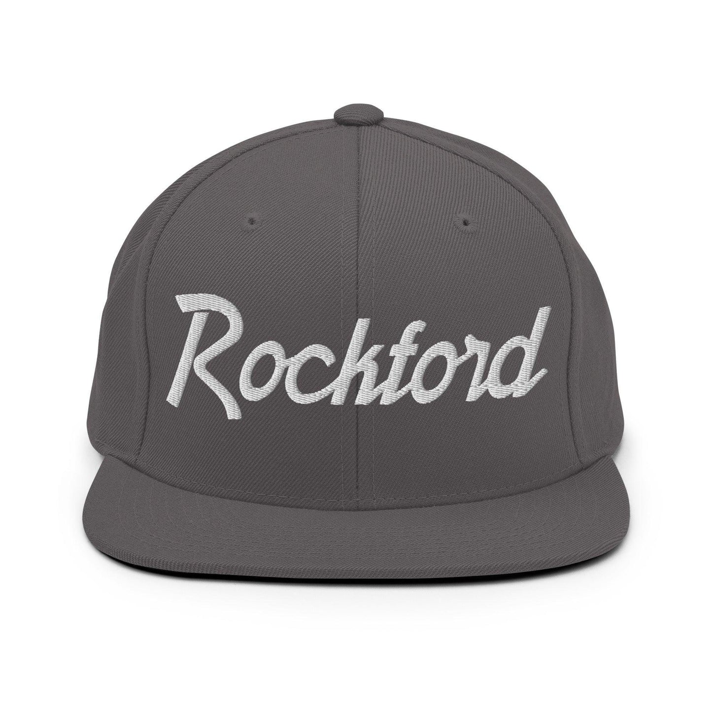 Rockford Script Snapback Hat Dark Grey