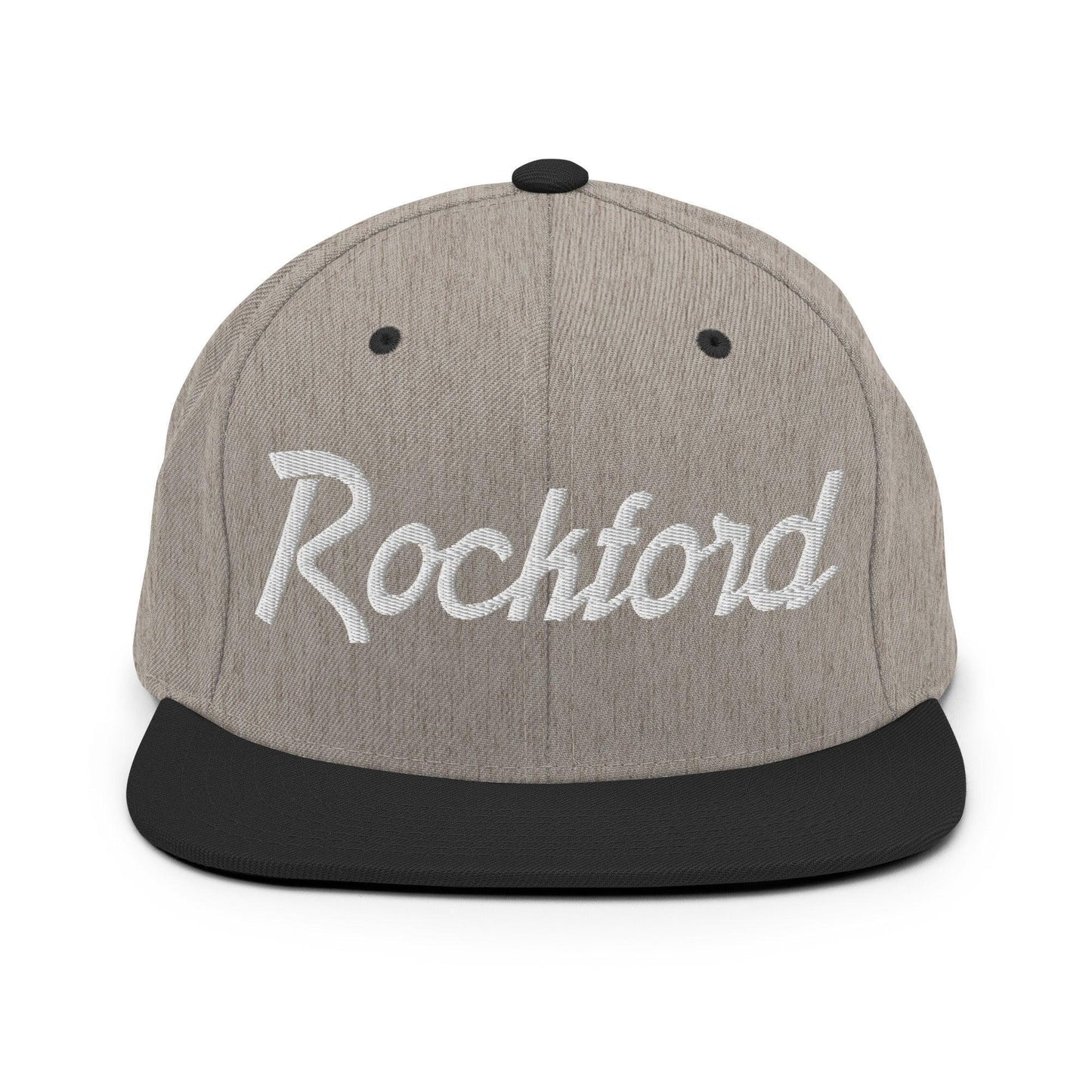 Rockford Script Snapback Hat Heather Black