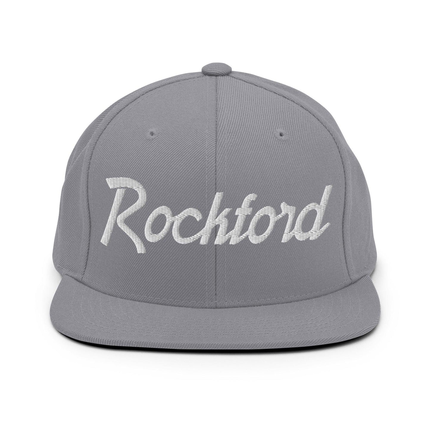 Rockford Script Snapback Hat Silver